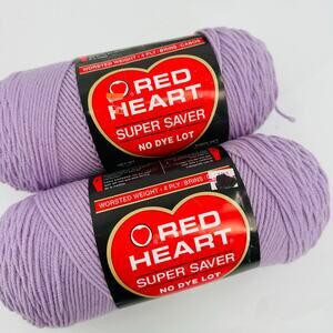 2 Red Heart PALE PLUM Purple Super Saver Yarn Medium Worsted Acrylic 8 oz each